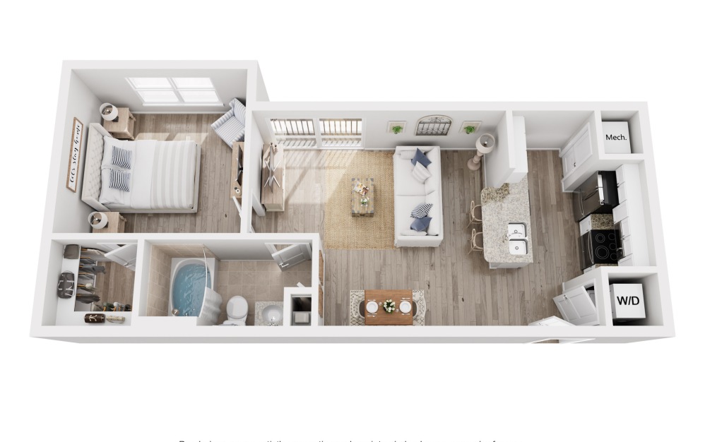 A1 - 1 bedroom floor plan image