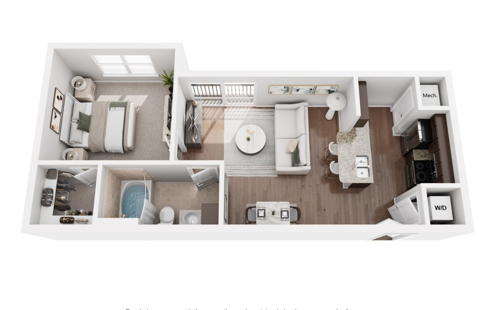 A1 - 1 bedroom floor plan image Amelia at Westshore Best Apartments For Rent in Tampa 