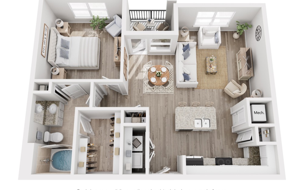 A2 - 1 bedroom floor plan image