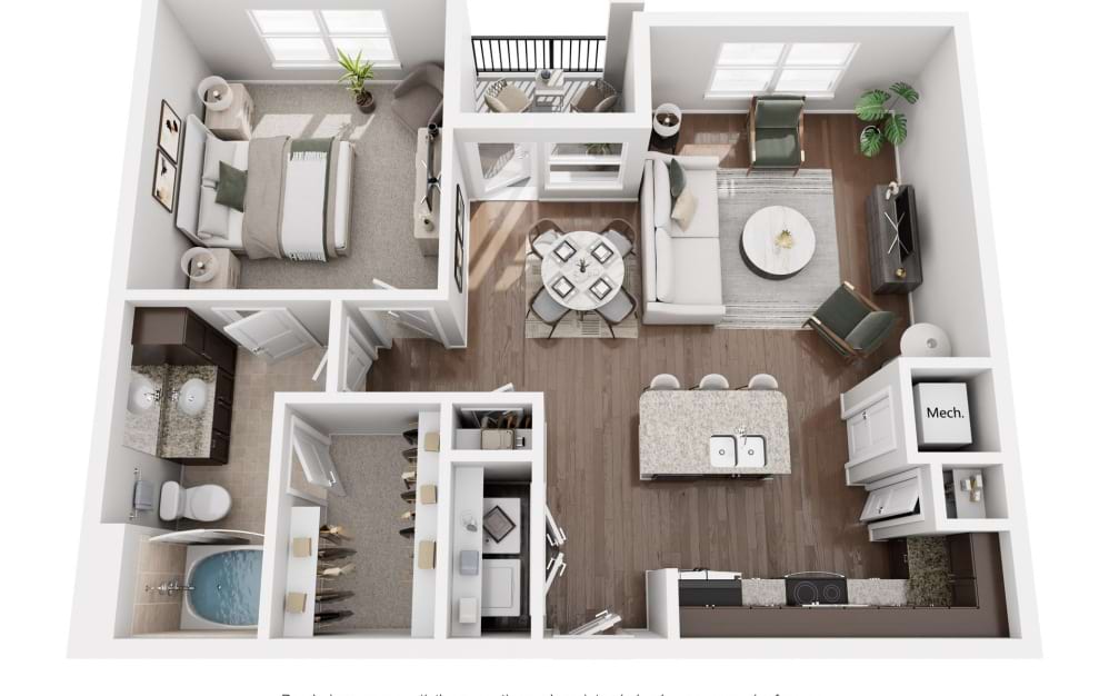 A2 - 1 bedroom floor plan image Amelia at Westshore Best Apartments For Rent in Tampa 