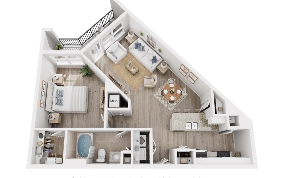 A3 - 1 bedroom floor plan image
