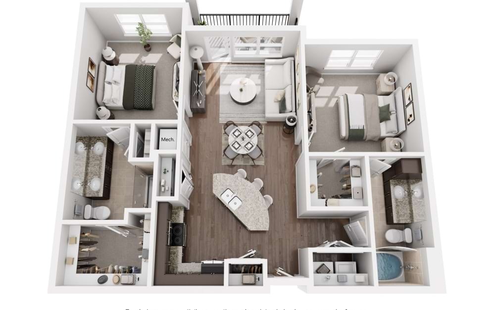 B2 - 2 bedroom floor plan image  Amelia at Westshore 3-Bedroom Apartments in Tampa
