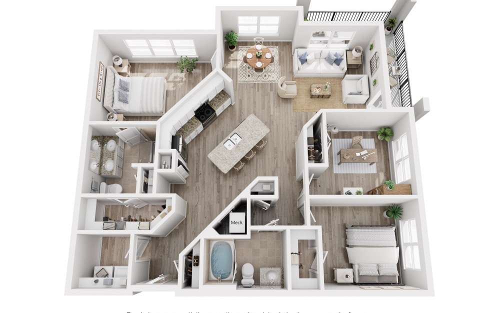 C1- 3 bedroom floor plan image C1 - 3 bedroom floor plan image