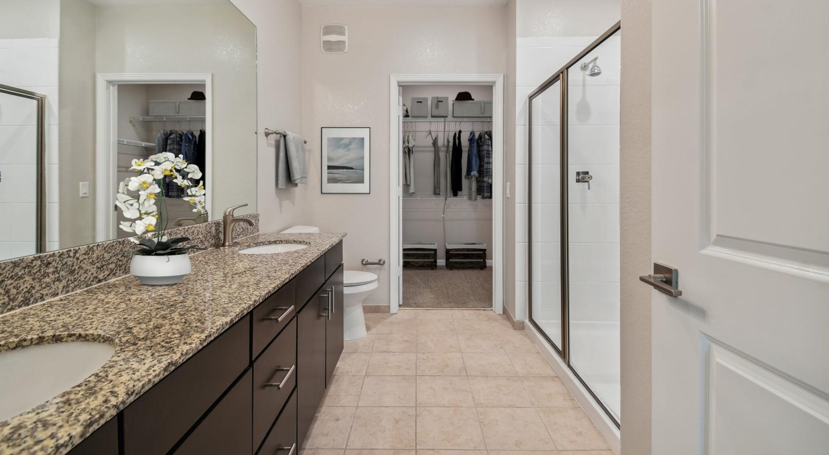Spacious bathrooms with everything you need a bathroom with a marble countertop